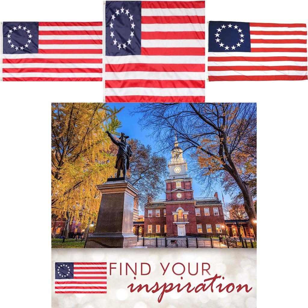 Vintage 13-Sterne-Flagge Amerikanische US-Kolonien Betsy Ross Retro-Design in Rot Weiß Blau 3x5 Fuß