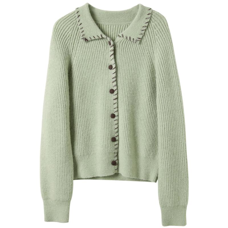 Sancai Winter Contrast Button-Down Knit Cardigan
