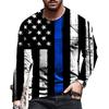 Herren Langarm-T-Shirt mit amerikanischem Flaggen-Print, Stilvolles Lässiges Tägliches Outfit