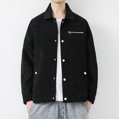 Herbst Herrenjacke Jacke Oberteil Locker Cord Streifen Samt Japanisch Retro Lässige Mode Trend Herrenjacke