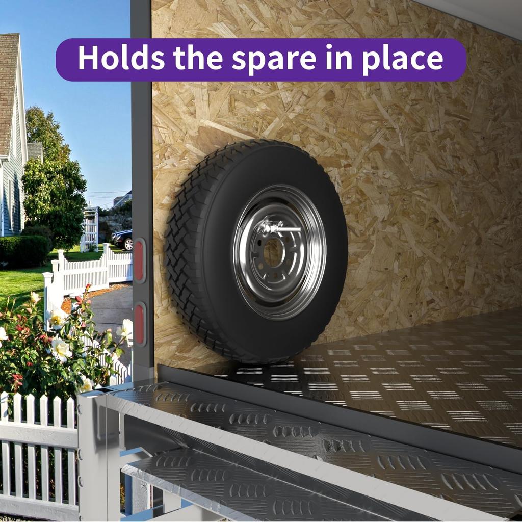 Wall Mount Spare Tire Mount for Enclosed Trailers, Upgraded Spare Wheel Carrier Fit for Camper Spare Tire, Boat Trailer, Garages and Warehouses