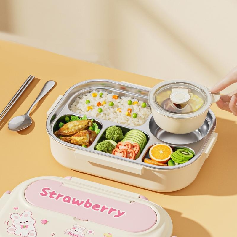 Stainless Steels Meal Preps Container Leak Proof Multiple Compartment Microwaveable Lunch Box For Travel Outdoor Use