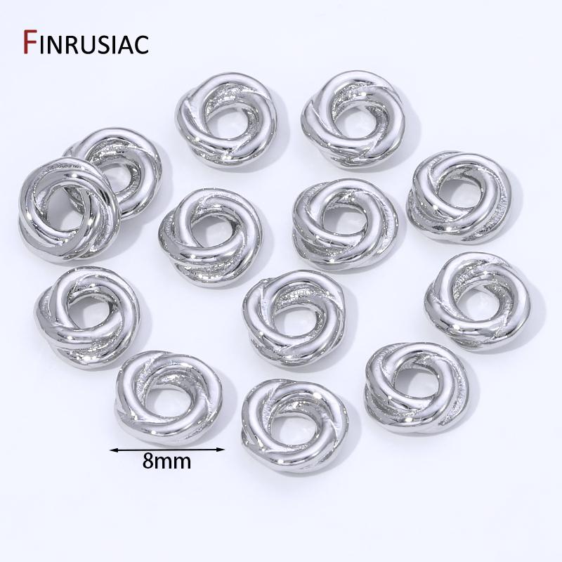 14K Gold Plated Twisted Round Spacer Bead,Irregular Circle Separator Bead For Jewelry Making Supplies,DIY bracelet Accessories 5 pieces