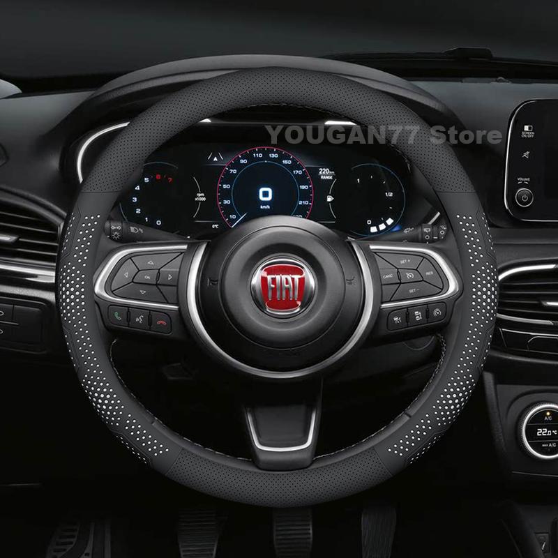 Leather Car Steering Wheel Cover For Fiat Tipo 500x Scudo 2017-2022 2023 Covers For Covers Auto interior Fiat Dobio Accessories