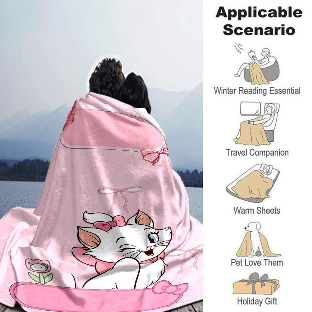 1pc cat bowknot blanket Lightweight Flannel Throw for Sofa Bed Travel Camping Livingroom Office Couch Chair