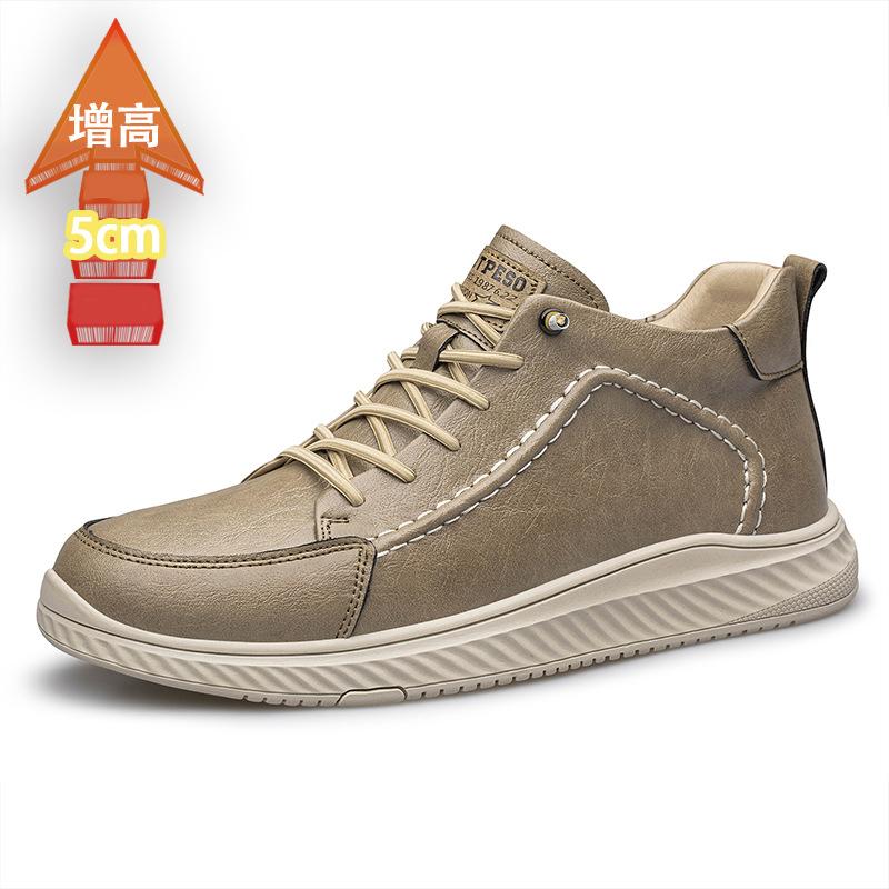 

Увеличение роста 5 см мужская обувь дышащая резиновая нескользящая подошва обувь мужская трендовая универсальная полувысокая обувь из коровьей кожи повседневная 42