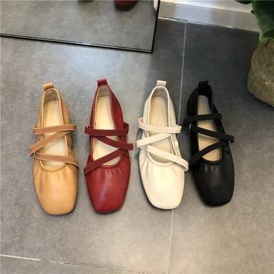 Frühlings-Ballerinas Damen Bequeme Lederschuhe 2025 Damen Luxus Damen Eckige Zehenpartie Flache Mary Janes Damenschuhe Doppelschnalle