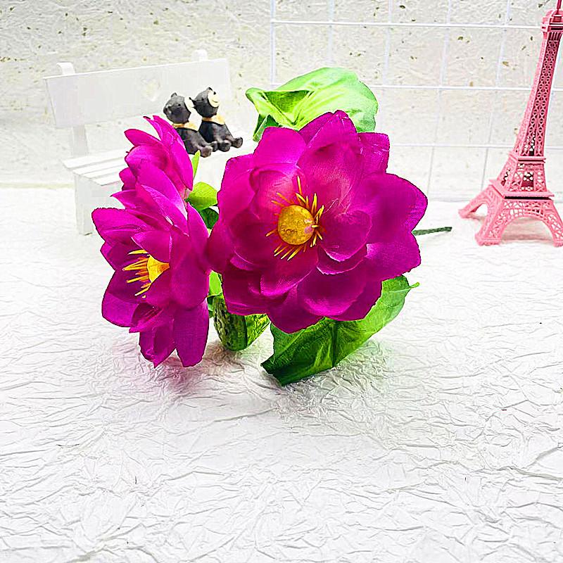 

Elegant Three Flowers Lotus Artificial Bouquet For Wedding Photoshoot And маджента