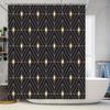 Art Deco Shower Curtain 3D Black Gold Diamonds Pattern Bathroom Decor Waterproof Fabric Shower Panel Set for Kids Bathrooms (128