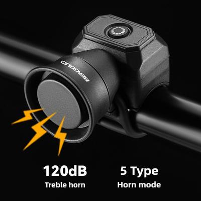 5 Mode Bike Electric Bell Horn Cycling USB Charging Motorcycle Ring Antitheft Waterproof Alarm Mountain Road Bicycle Accessories