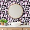 Pink Butterflies Leopard Print Wallpaper 22.83"X118" Waterproof Wallpaper for Living Room/Bedroom/Bathroom PVC Wall Sticker