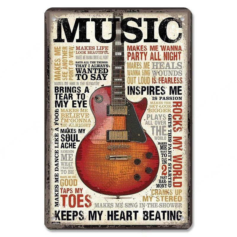 Vintage Music Posters Metal Tin Signs Retro Metal Plate Music CD Radio Guitar Singer Bar Club Wall Decor Living Room