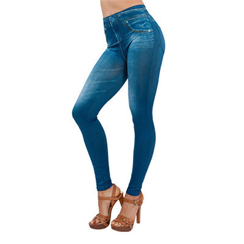 

Plus Size High Elasticity Slimming Skinny Jeans Leggings - Butt Lifting. S синий