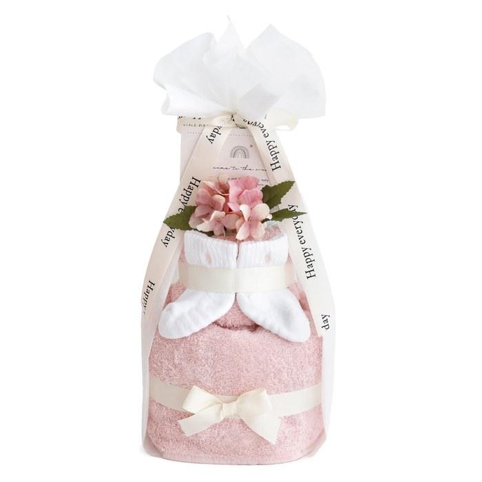 Ralph Lauren Diaper Cake with Baby Socks (Pink + Girl s Socks)