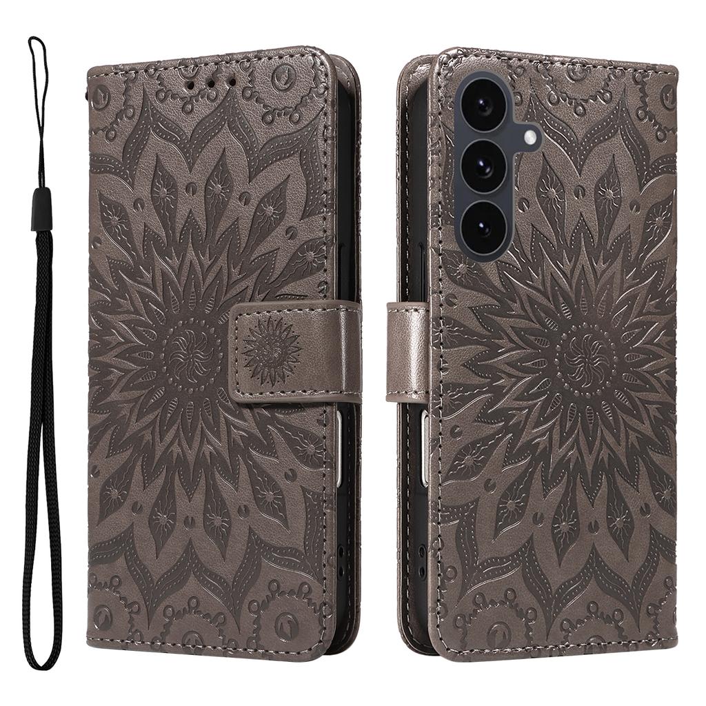 For Samsung Galaxy S25 FE Leather Wallet Case Sunflower Imprinted Phone Cover