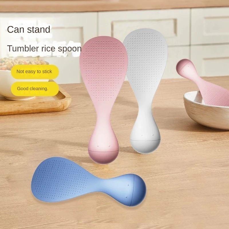

Food Grade Silicone Tumbler Rice Spoon Non Stick Standing Rice Spoon Heat Resistant Rice Spoon Rice Cooker Kitchen Accessories білий