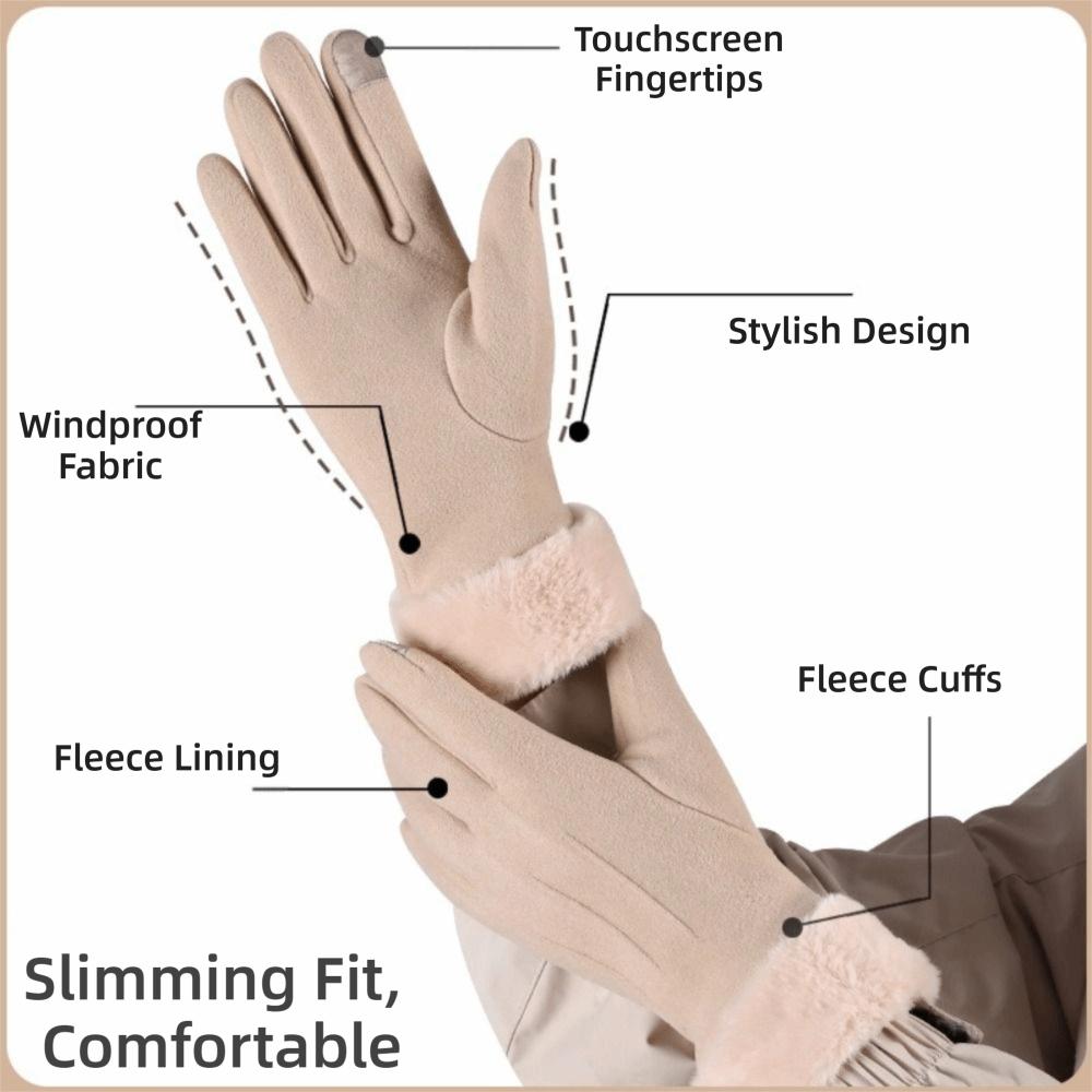 Thick Plush Gloves  Outdoor Guantes Winter Warm Touchscreen Gloves  Women