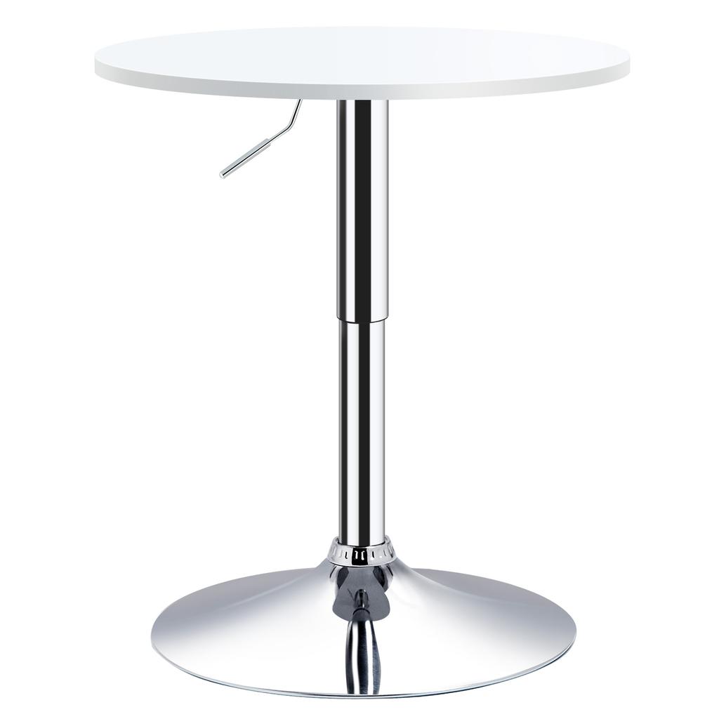 Bar Table, Height Adjustable, Round Non-Slip Base, Ø60 x 69-93 cm, White