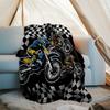 Coperta a Tema Stampata con Motivi di Moto da Fuoristrada - Perfetta per Divano, Letto, Viaggi e Uso Esterno | Lavabile in Lavatrice, Accogliente e Resistente.