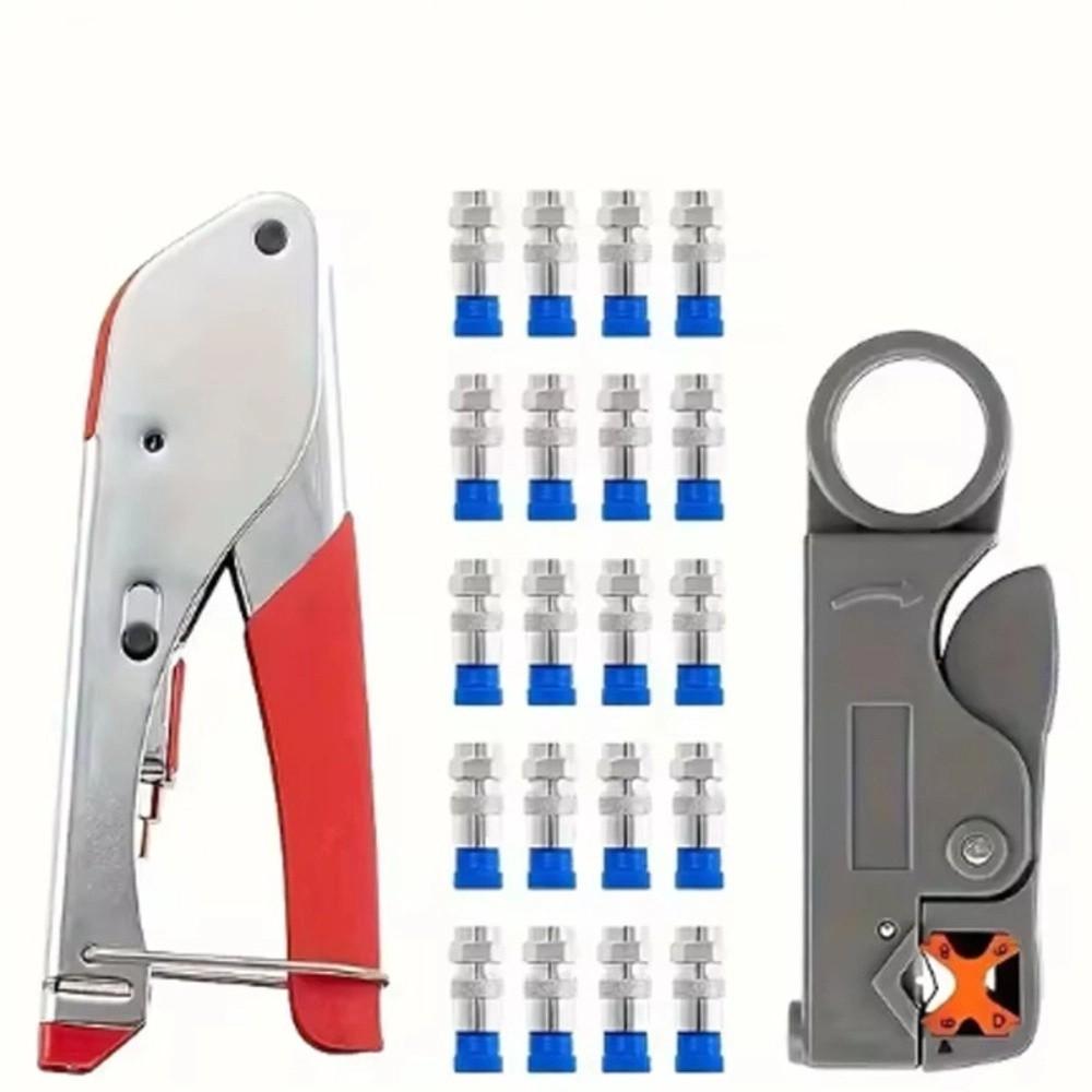 Carbon Steel Coax Cable Crimper Multifunctional Wear-Resistant Wire Stripper Tools Set Coaxial Compression Coax Cable Extend