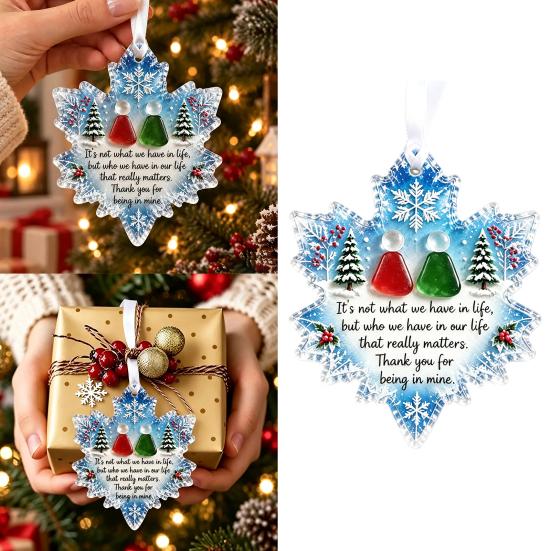 Holiday Hanging Decorations Snowflake-Shaped Sea Glass Ornament, Acrylic Christmas Friendship Keepsake, Coastal Inspired Durable Ornaments Tree