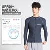 Mens Long Sleeve Rash Guard With Zipper UV Protection Swimwear Surfing Diving Swimming Water Sports