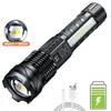 Super Big Flashlight USB Rechargeable Most Strong LED Flash Light Long Range Torch Zoom Outdoor With Digital Power Display