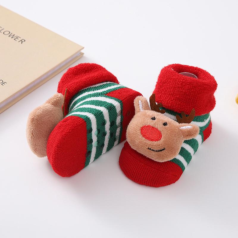 Newborn Baby Girls Boys Christmas Socks Cute Non-slip Socks Soft Lightweight Long Tube Socks for Fall Winter New Year Gift