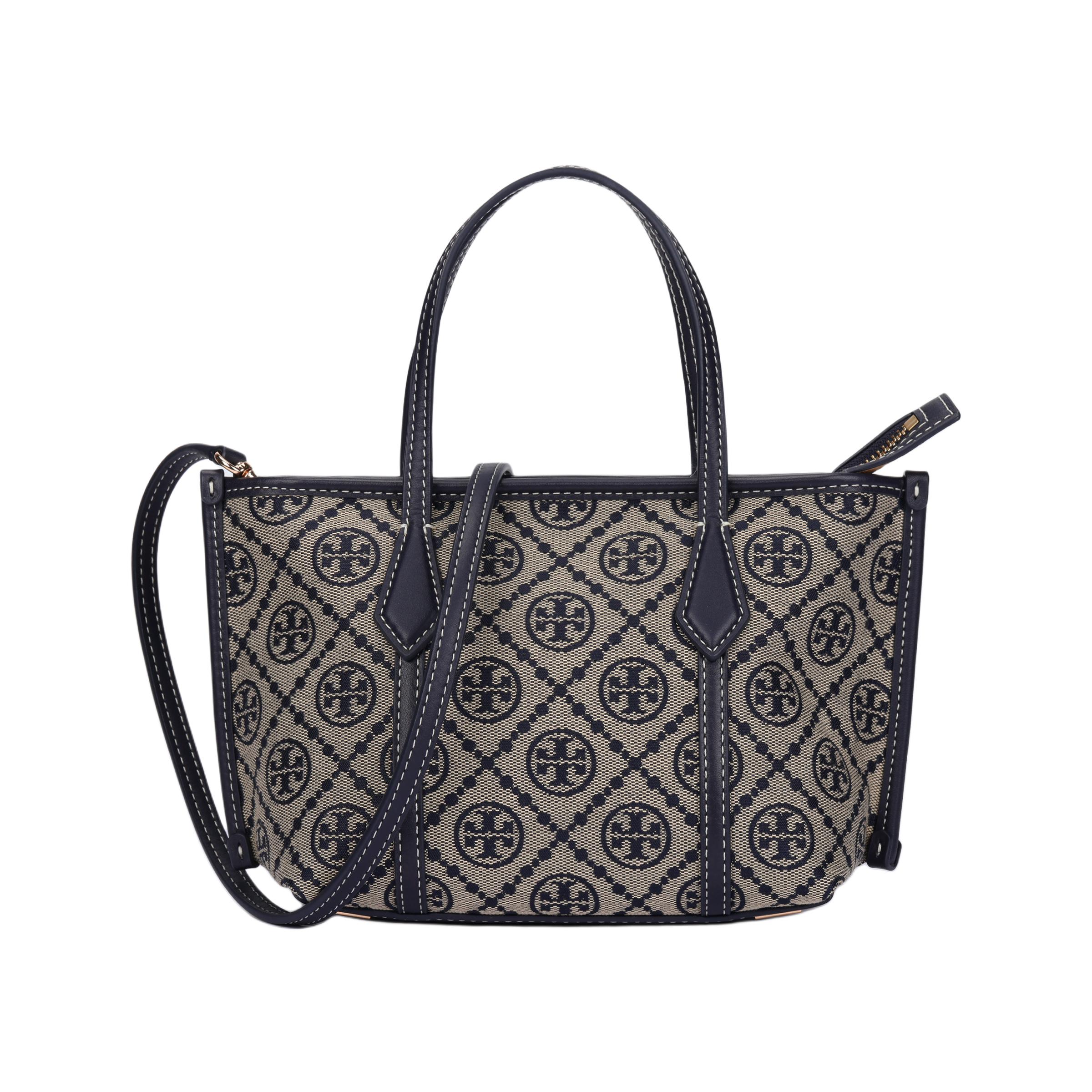 

Tory Burch T Monogram Perry Logo Print Adjustable Detachable Shoulder Tote Bag Women Tote Navy-Blue 178177-405 Basic Set (Bag+Dust Bag)