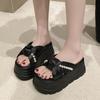 Fashion NEW 8CM Heels Wedge Slides Sandals Women Casual Outdoor Slippers Female Summer Non Slip Beach Slipper Walking Chunky Shoes Woman