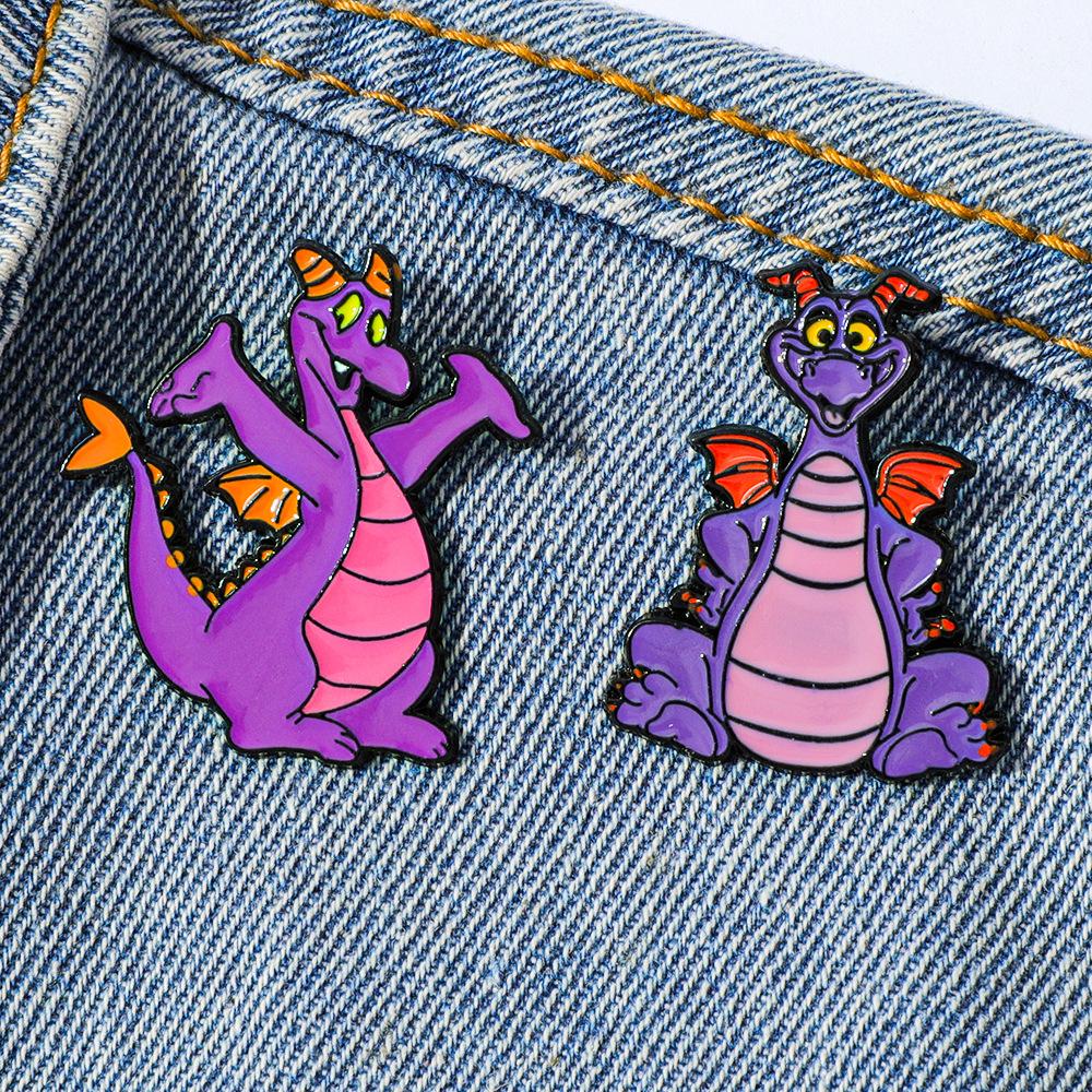European and American film and television characters, metal badges, purple dragon alloy, oil dripping brooch, pin, bag decoration