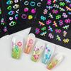 30 Sheets/Set 3D Glow In The Dark Neon Nail Stickers Glittery Glossy Self-Adhesive Nail Decorations With Butterfly Love Heart