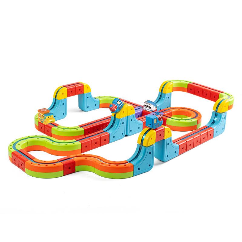 Magnetic Klick Rail Electric Train Set Flexible 3D Gravity-Defying Race Track Motorized Car Building Kit for Kids  Education Toy