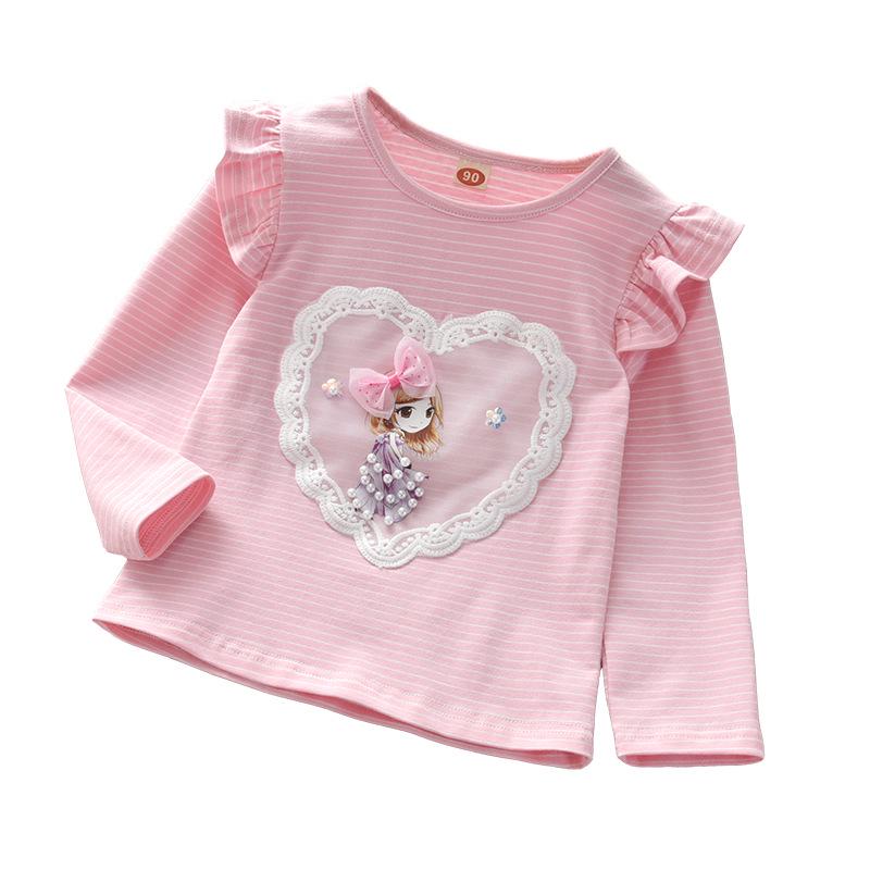 Elastisches Baumwoll-Langarm-T-Shirt für Mädchen - Stilvoll, im koreanischen Stil, vielseitige Frühjahrs-/Herbstbekleidung
