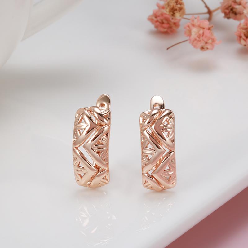 New Rose Gold Bridal Earrings Wedding Daily Fashion Jewelry Unique Unusual Hollow Long Drop Earrings For Women