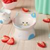 1PC Elevated Cat Food Dish, Ceramic, Raised Feeding Station, Shallow for Whiskers, Dishwasher Safe