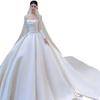 Satin Hochzeitskleid Braut 1011 neues Hauptkleid retro leichtes Hochzeitskleid Ausgehkleid kleiner Mann lange Ärmel unterwegs Prinzessin Frau