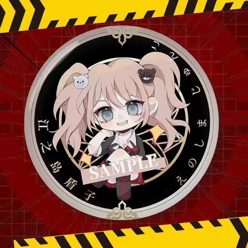 

Danganronpa V1 Персонаж Кружевная лента Брошь Значок: Наэги, Токо, Кёко, Чиаки 58mm bright film tinplate