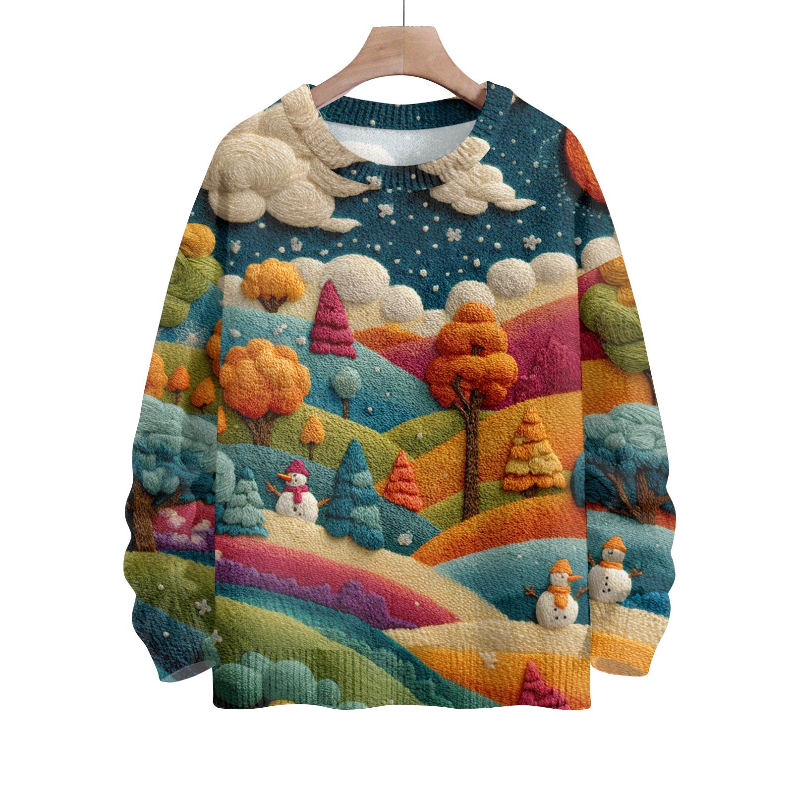 

Рождественские толстовки для женщин Вязаный свитер Милая рубашка Осенний свитер с круглым вырезом Топы S оранжевый