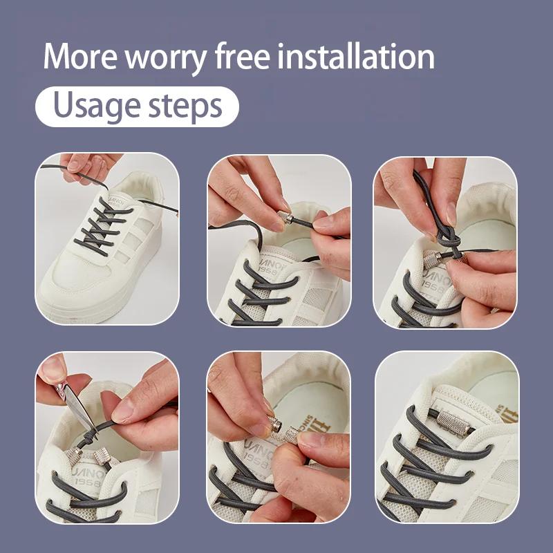 Round Elastic Shoelaces for Sneakers No Tie Shoelace Tennis Shoe Laces Without Ties for Kids Adult Rubber Bands Shoes Accessorie