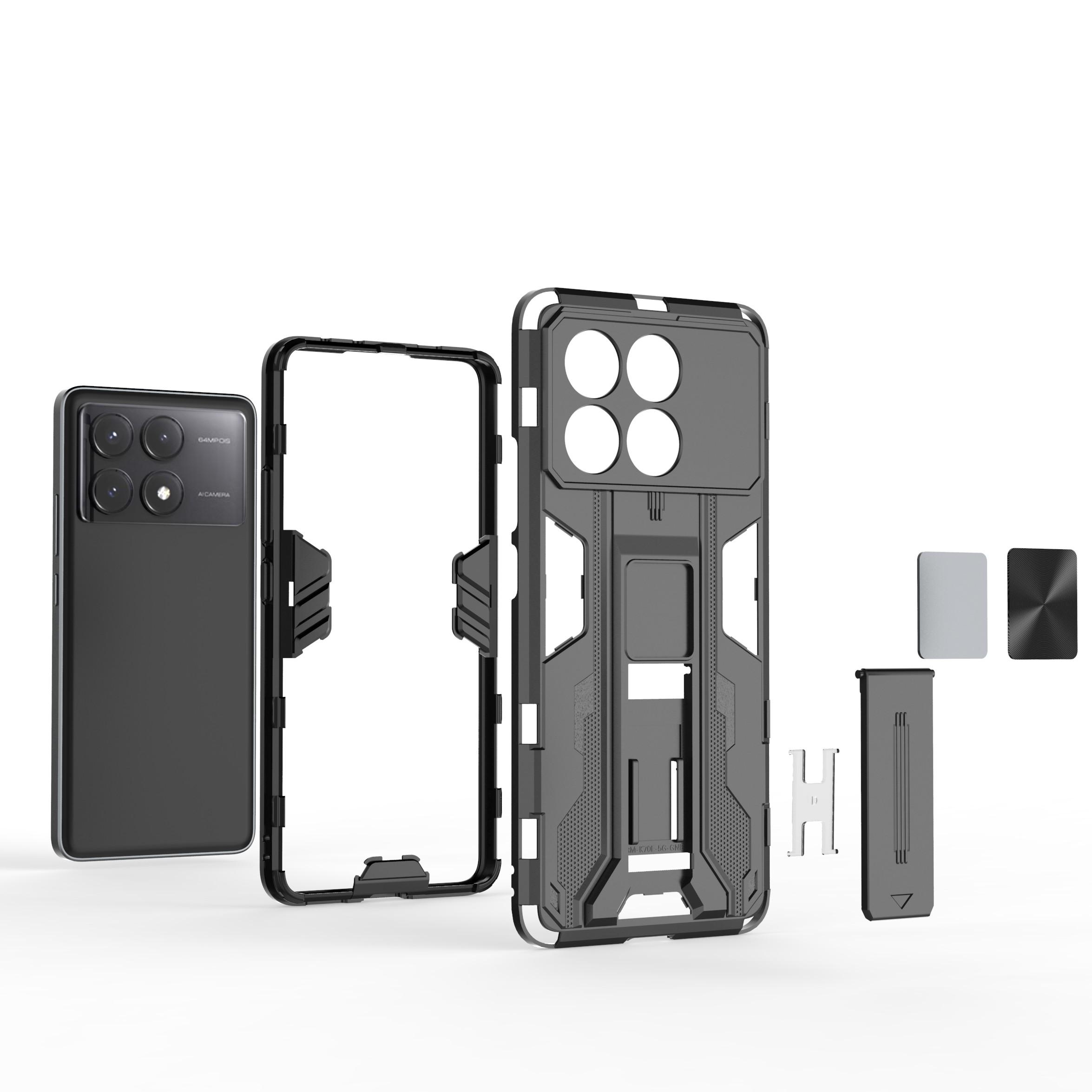 

For Xiaomi Redmi K70E 5G/Poco X6 Pro 5G Kickstand Cover Dual Layer Hard PC Soft TPU Shockproof Case Blue