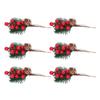 6PCS Artificial Pine Branches with Red Berry and Cone Decorative Pine Needle Picks for Garden