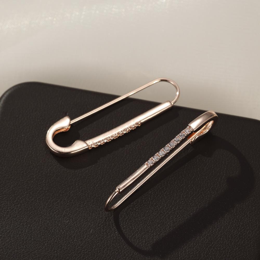 Copper Fashionable Zircon Studded Earrings Trendy Ol Look For Women 2024