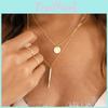 Geometric Double Layer Pendant Necklace For Women With Silver Plated Zinc Alloy Chain