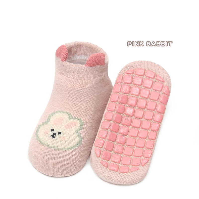1 Pair Cute Baby Girls Boys Toddlers Non Slip Cotton Socks Kids Cartoon Animals Ankle Grip Floor Walking Socks Spring Auntumn