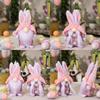 Pink Checkered Playful Easter Bunny Figurine Lovely Accent For Easter Celebrations And Decor