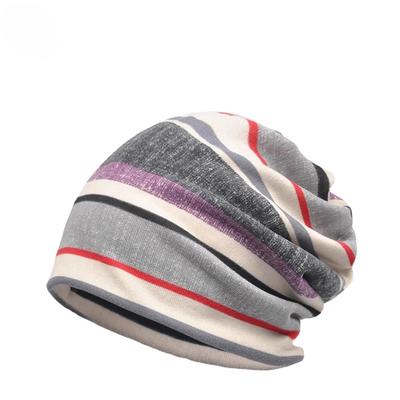 Winter Women'S Striped Double-Layer Knitted Anti-Neck Protective And Warm Versatile Bag Head Nightcap Maternity Confinement Hat
