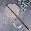 Chinese Ancient Style Black Bamboo Waist Fan Han Dynasty Circular Fan Chinese Style Long Handle Tassel Curling Folding Fan Classical Portable Wrist