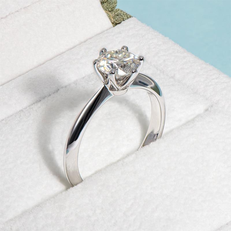 Bague Ringen Bagues de mariage Moissanite couleur D 1.0 Carat pour femmes, bijoux en argent Sterling 925 de qualité supérieure, couleur or blanc 18K