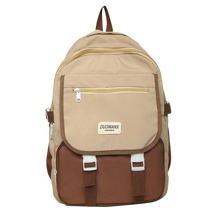 Schoolbag female ins Korean version girl versatile schoolbag lightweight solid color large capacity junior high school student computer backpack